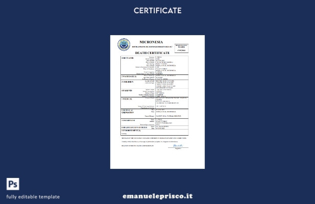 stile verificato Certificato di morte dello stato di stato della Micronesia Mode